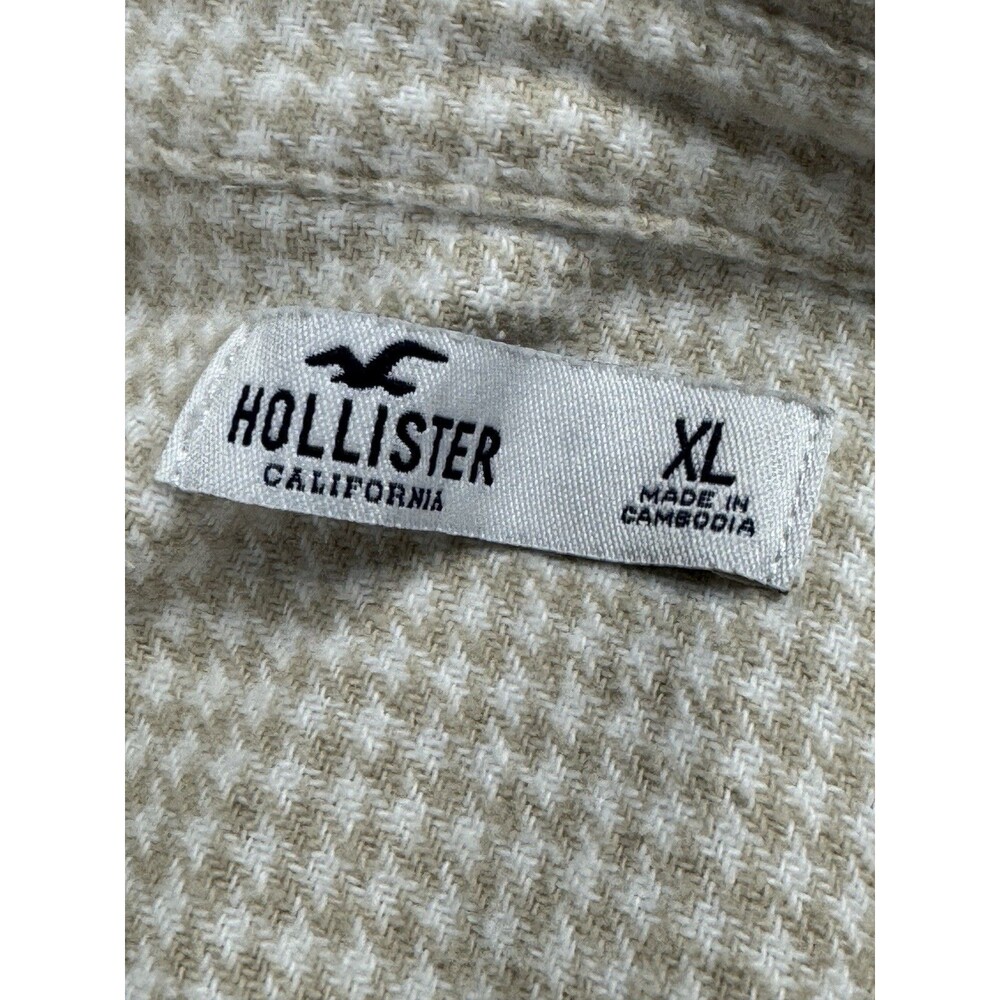 Hollister Women’s Oversized‎ Shirt Jacket Brown Cream Check XL Shacket Flannel - Picture 8 of 10